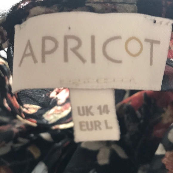 Apricot floral sheer ruffle cinched waist long sleeve blouse size Medium - Picture 9 of 11